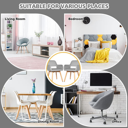 2 Pcs Dining Chairs, Accent Velvet Upholstered Armchairs