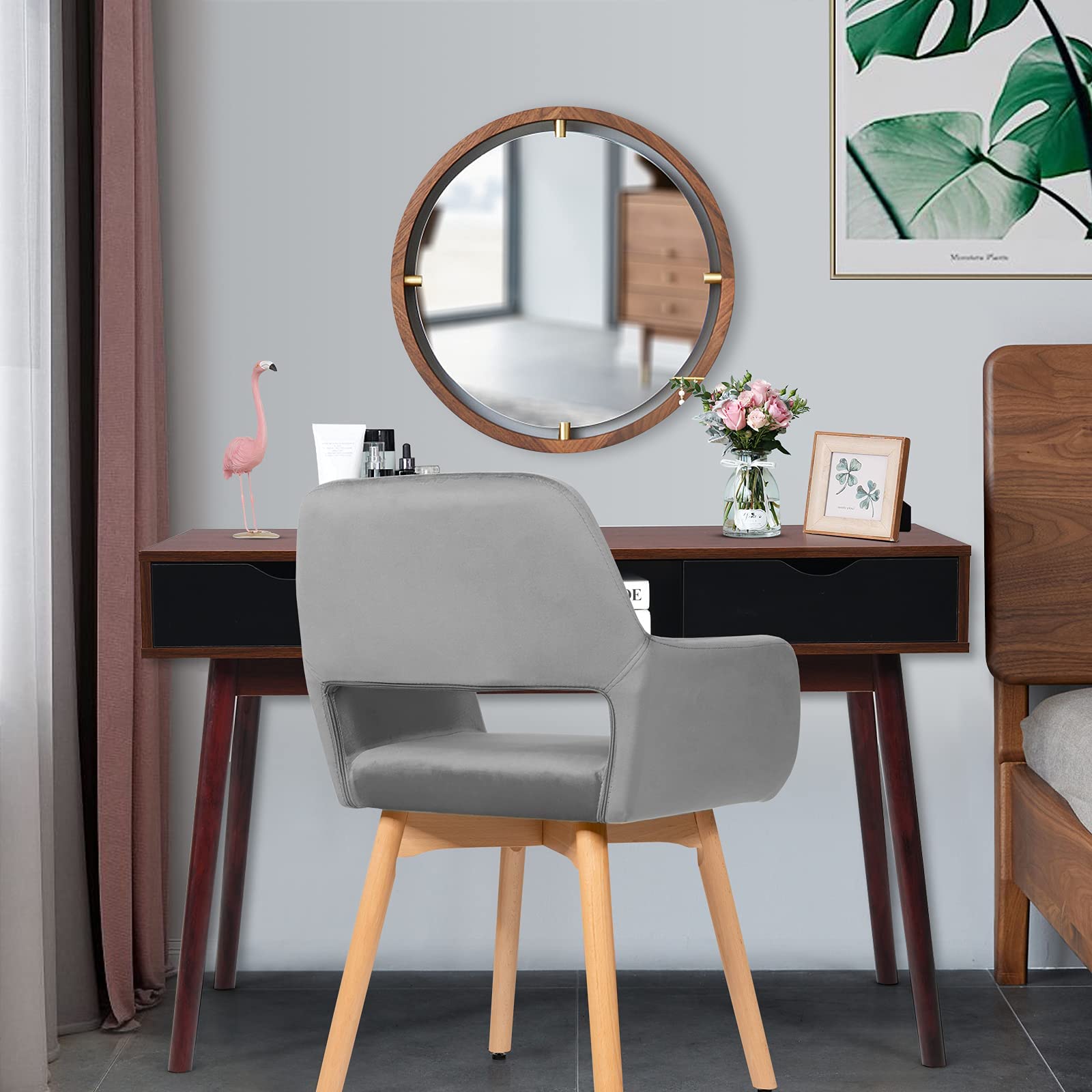 2 Pcs Dining Chairs, Accent Velvet Upholstered Armchairs