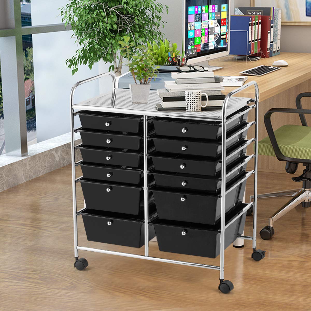 12 Drawer Rolling Storage Cart Organizer, 6-Tier storage trolley Scrapbook Paper Organizer