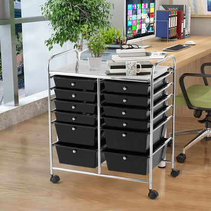 12 Drawer Rolling Storage Cart Organizer, 6-Tier storage trolley Scrapbook Paper Organizer