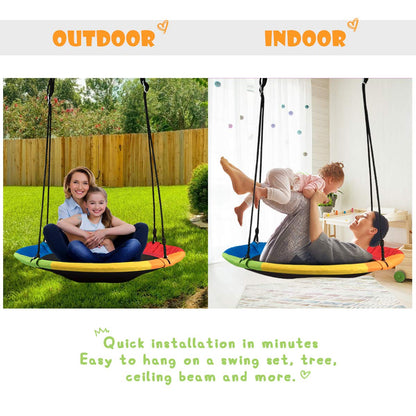 Adjustable Flying Saucer Tree Swing with Multiple Functions for Kids