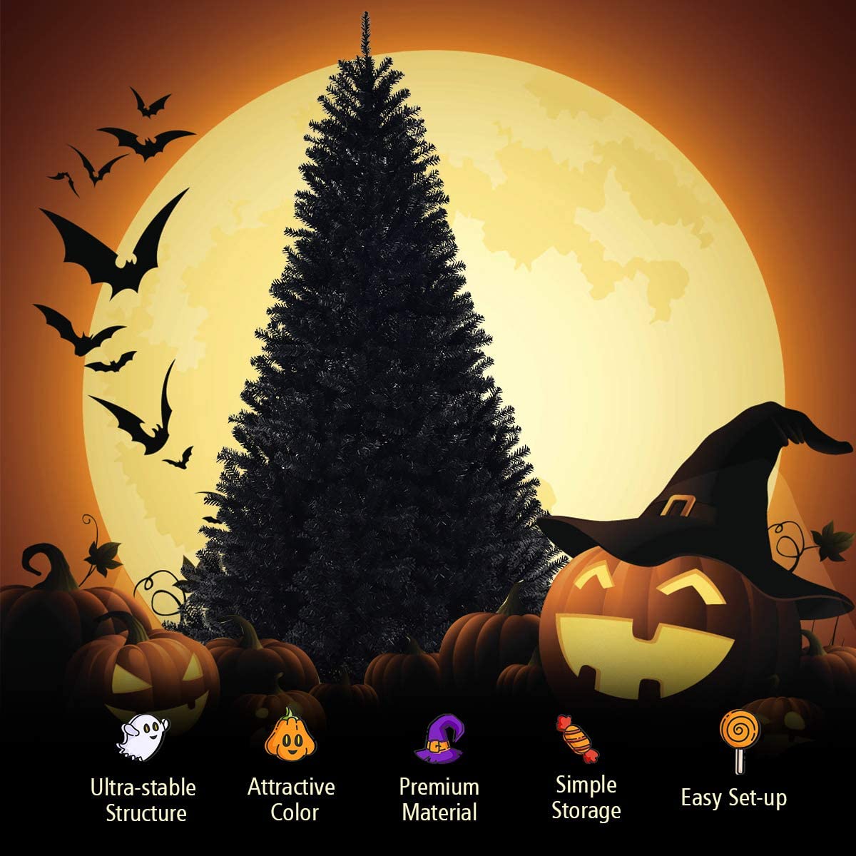 2.25M Christmas Tree, Artificial Black Christmas Tree