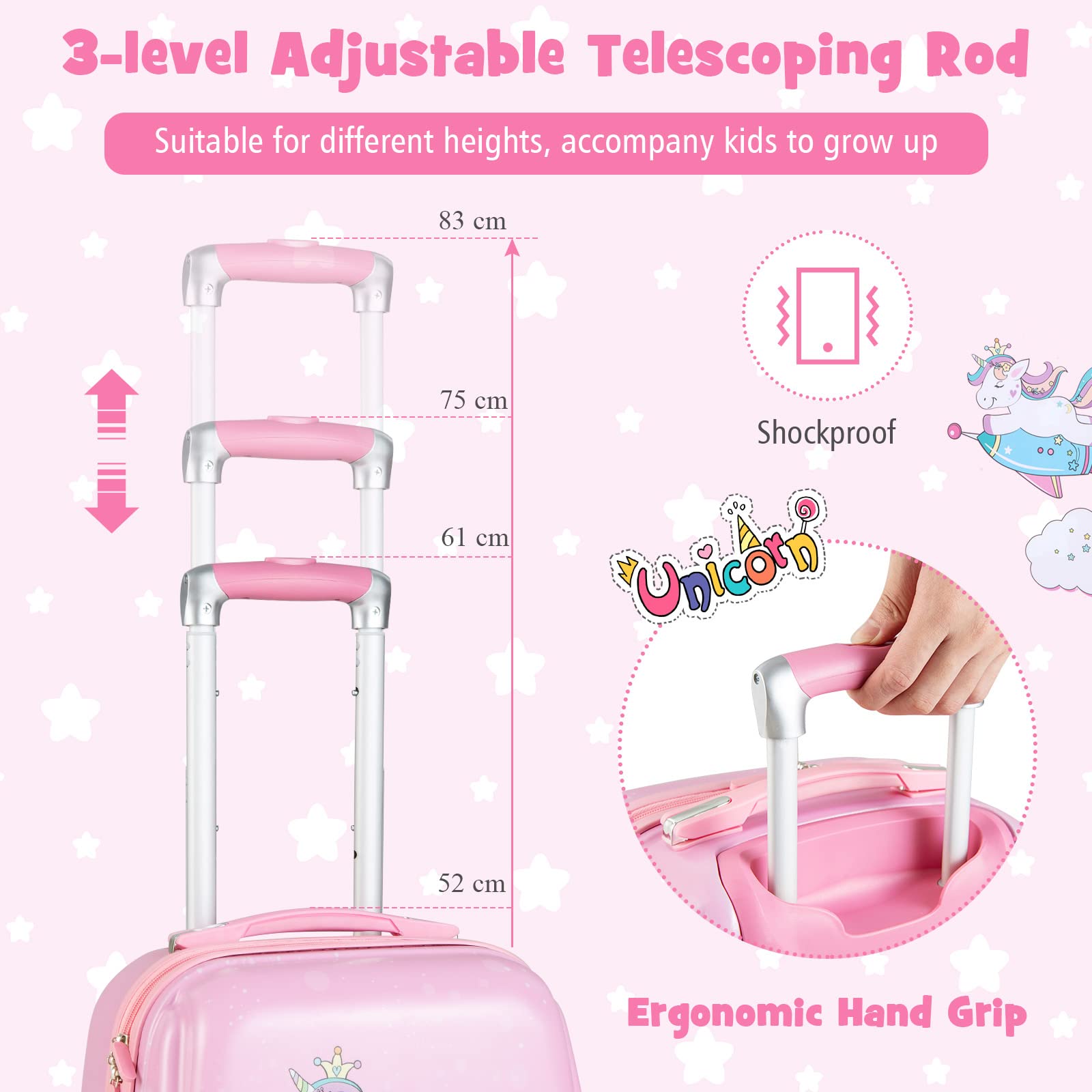 2 PCS Kids Luggage Set, 13¡± & 18¡± Toddlers Carry-on Suitcase Backpack Set w/Adjustable Height