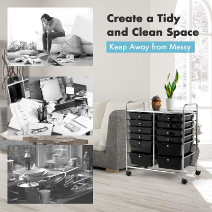 12 Drawer Rolling Storage Cart Organizer, 6-Tier storage trolley Scrapbook Paper Organizer