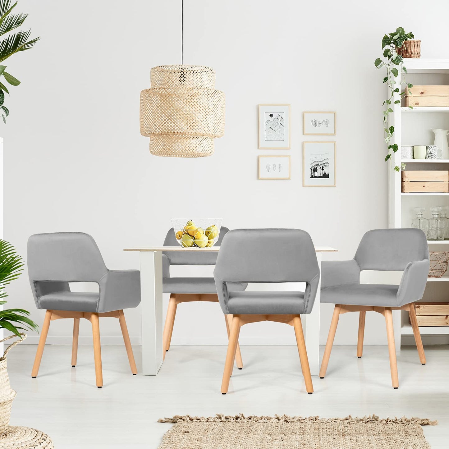 2 Pcs Dining Chairs, Accent Velvet Upholstered Armchairs