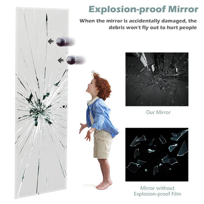 110 x 38cm Wall Mirror, Full Length Rectangle Frameless Mirror w/ Beveled Edge, Large Body Mirror