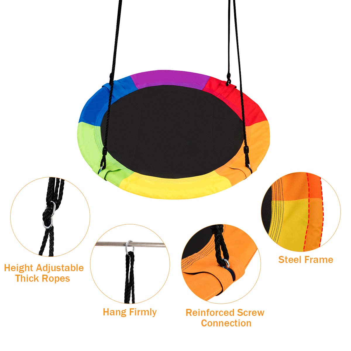 Adjustable Flying Saucer Tree Swing with Multiple Functions for Kids