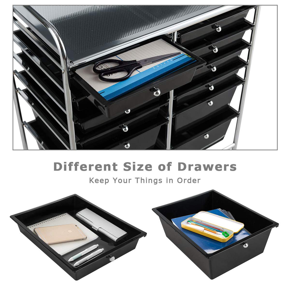 12 Drawer Rolling Storage Cart Organizer, 6-Tier storage trolley Scrapbook Paper Organizer