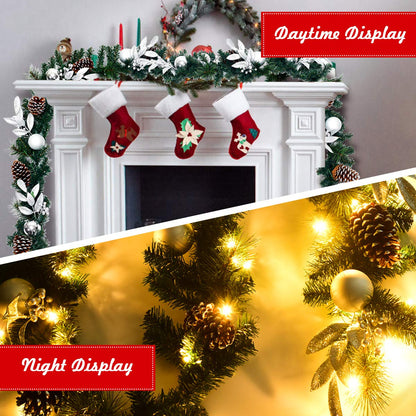 2.7M Christmas Garland, Pre-lit Xmas Pine Garland