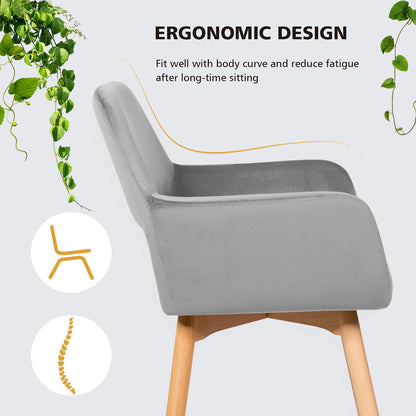 2 Pcs Dining Chairs, Accent Velvet Upholstered Armchairs