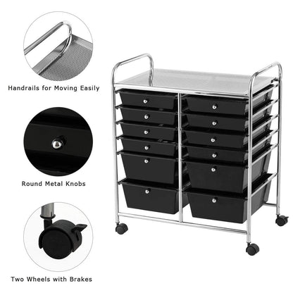 12 Drawer Rolling Storage Cart Organizer, 6-Tier storage trolley Scrapbook Paper Organizer