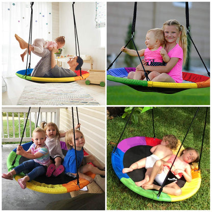 Adjustable Flying Saucer Tree Swing with Multiple Functions for Kids