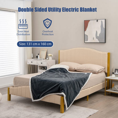 320GSM Rabbit Velvet Electric Blanket,Heated Throw Double-Side Fabric Reversible Blanket