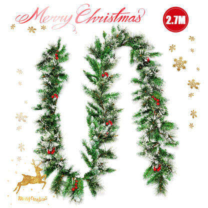 2.7M Christmas Garland, Pre-lit Artificial Xmas Garland, w/50 LED Lights