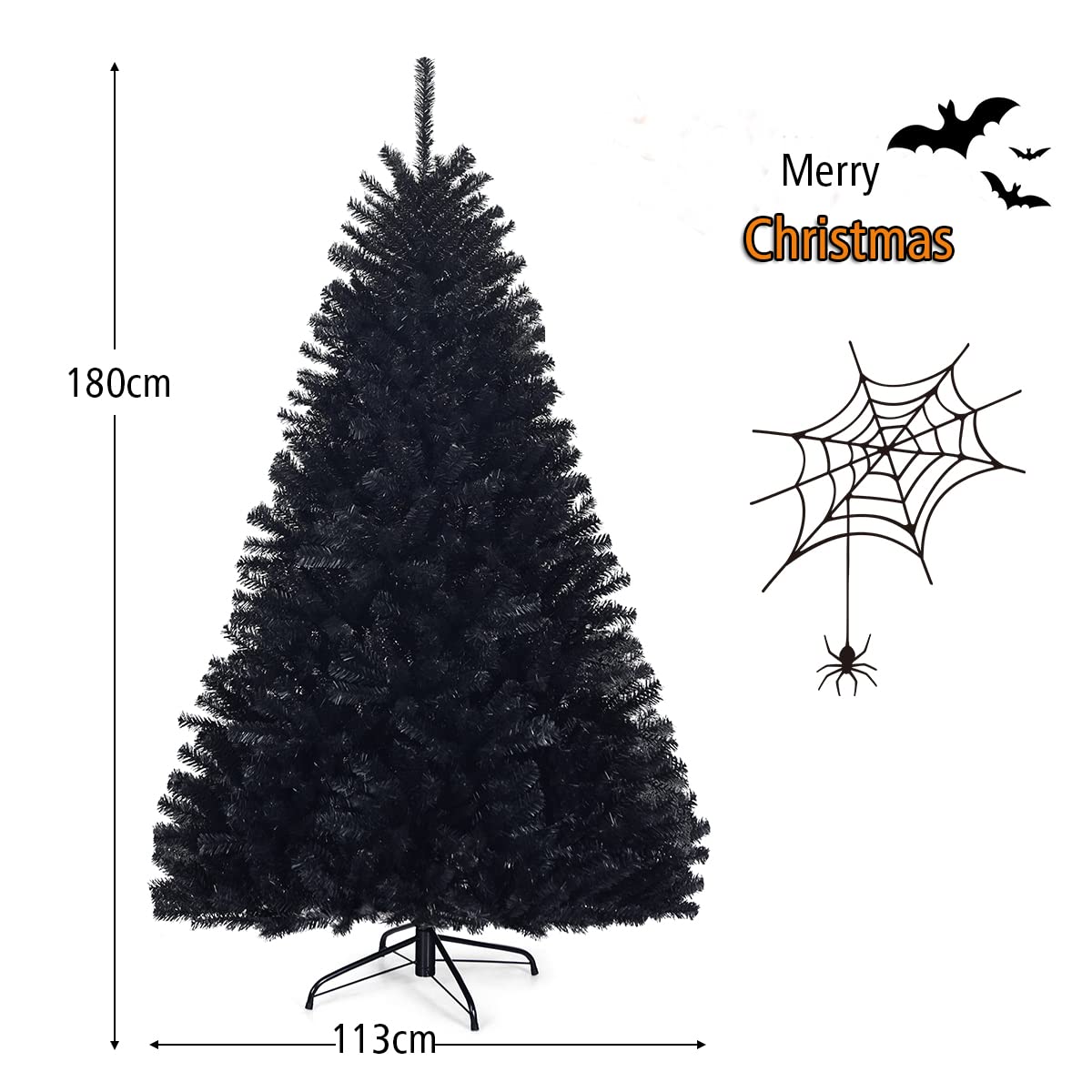 1.8m/2.25M Christmas Tree, Artificial Black Christmas Tree