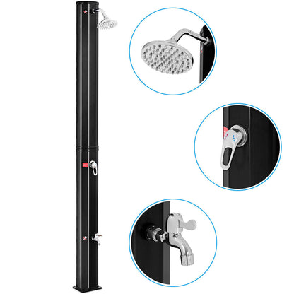 2.2 M 35 L Outdoor Solar Heated Shower 2-Section W/360¡ã Head & Foot Shower